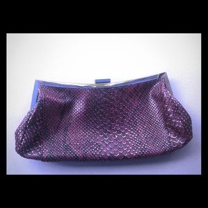 Purple and Black Faux Snake Skin Clutch